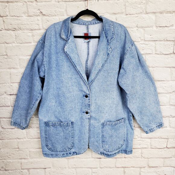 Vintage 90s Light Wash Denim Chore Coat Pockets Sun Belt Denim Size Large - Picture 1 of 7